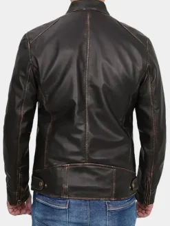 Asal Vision Brown Jackets | Cafe Racer Jackets | Declan Men’s Vintage Leather Jacket Dark Brown