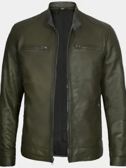 Asal Vision Cafe Racer Jackets | Biker Jackets | Declan Leather Jacket For Men Military Green
