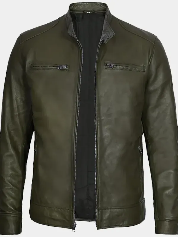 Asal Vision Cafe Racer Jackets | Biker Jackets | Declan Leather Jacket For Men Military Green