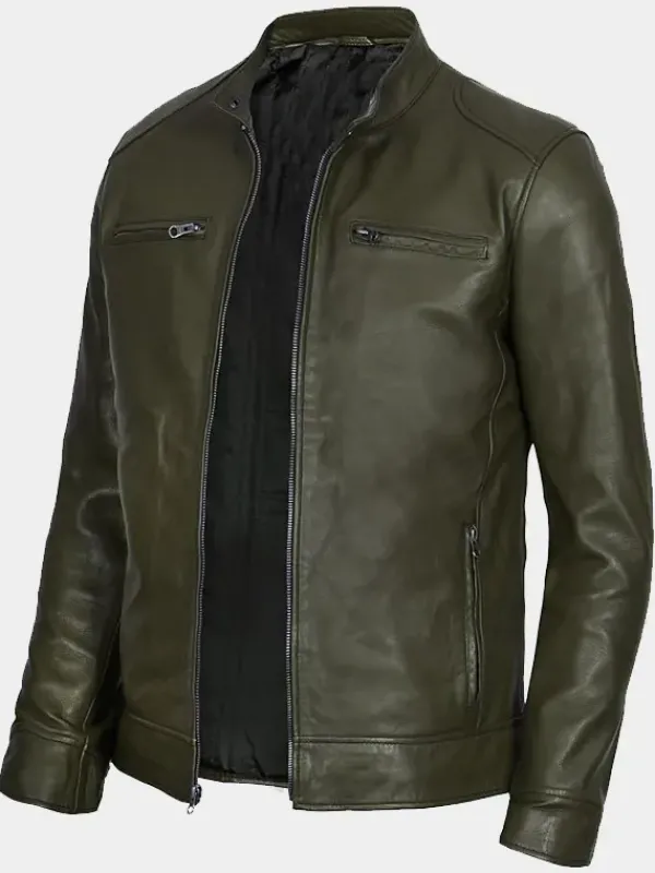 Asal Vision Cafe Racer Jackets | Biker Jackets | Declan Leather Jacket For Men Military Green