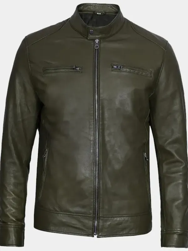Asal Vision Cafe Racer Jackets | Biker Jackets | Declan Leather Jacket For Men Military Green