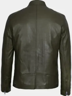 Asal Vision Cafe Racer Jackets | Biker Jackets | Declan Leather Jacket For Men Military Green