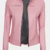 Asal Vision Biker Jackets | Leather Jackets | Declan Cafe Racer Leather Jacket For Women Pink