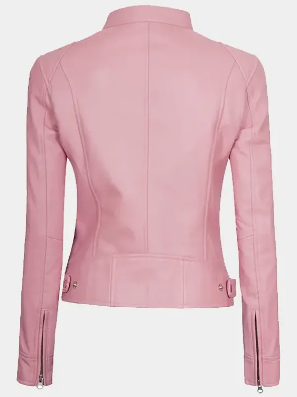 Asal Vision Biker Jackets | Leather Jackets | Declan Cafe Racer Leather Jacket For Women Pink