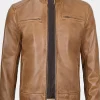 Asal Vision Cafe Racer Jackets | Biker Jackets | Declan Tan Cafe Racer Leather Jacket For Men Waxed Tan