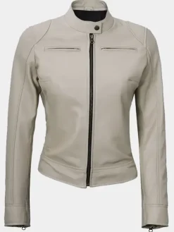 Asal Vision Biker Jackets | Leather Jackets | Declan Women’s Cafe Racer Leather Jacket Beige