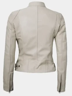 Asal Vision Biker Jackets | Leather Jackets | Declan Women’s Cafe Racer Leather Jacket Beige