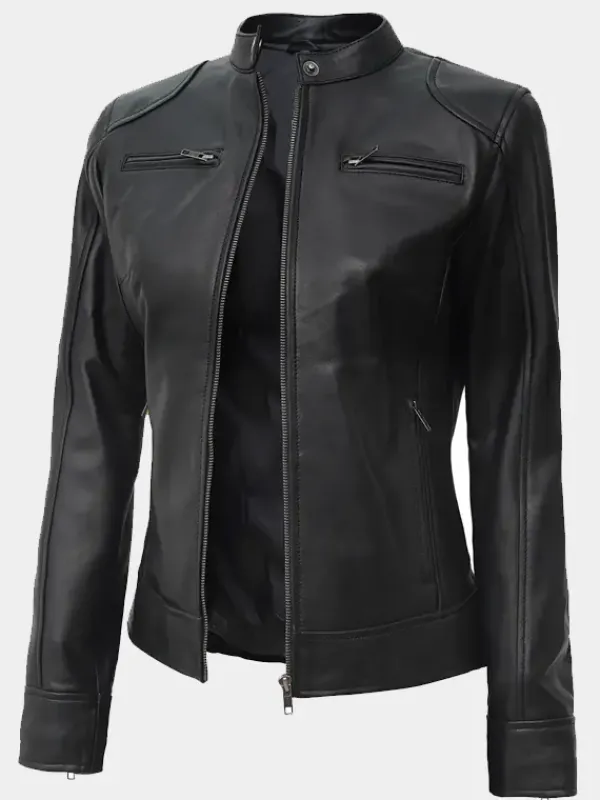Asal Vision Black Jackets | Biker Jackets | Declan Women’s Motorcycle Leather Jacket Black
