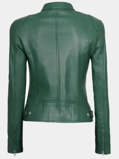 Asal Vision Biker Jackets | Leather Jackets | Declan Womens Cafe Racer Leather Jacket Green