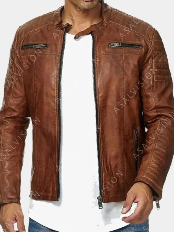 Asal Vision Brown Jackets | Cafe Racer Jackets | Dejan Mens Biker Fashion Leather Jacket Brown