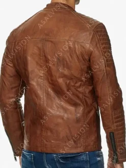 Asal Vision Brown Jackets | Cafe Racer Jackets | Dejan Mens Biker Fashion Leather Jacket Brown