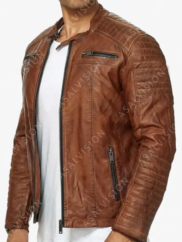 Asal Vision Brown Jackets | Cafe Racer Jackets | Dejan Mens Biker Fashion Leather Jacket Brown