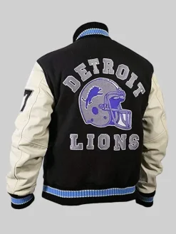 Asal Vision Varsity Jackets | Detroit Lions Eddie Murphy Varsity Jacket Black & White