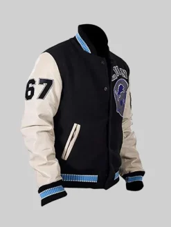 Asal Vision Varsity Jackets | Detroit Lions Eddie Murphy Varsity Jacket Black & White