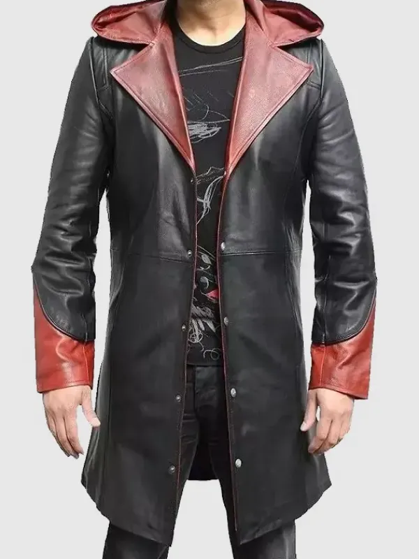 Asal Vision Men Coats | Devil May Cry 5 Dante Leather Black Coat Black And Red