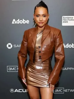 Asal Vision Brown Jackets | Leather Jackets | Divinity 2023 Karrueche Tran Leather Jacket Brown