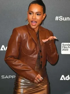 Asal Vision Brown Jackets | Leather Jackets | Divinity 2023 Karrueche Tran Leather Jacket Brown
