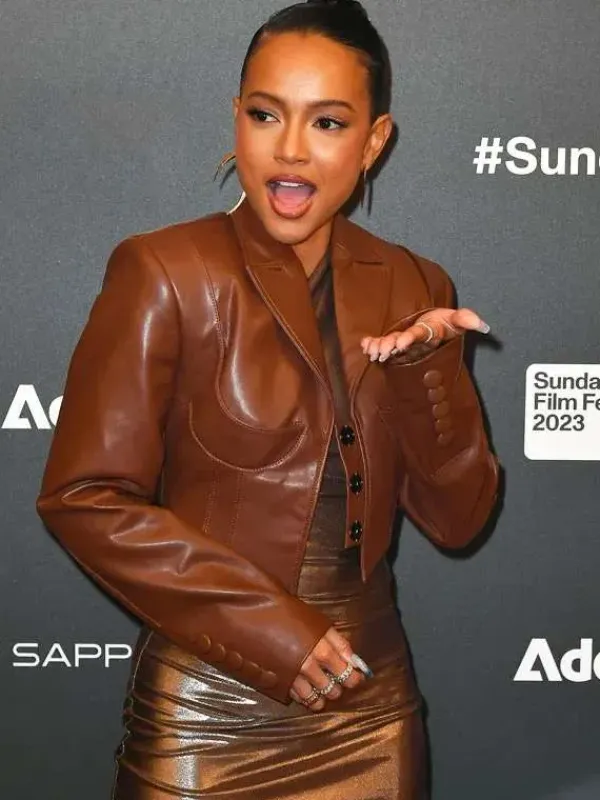 Asal Vision Brown Jackets | Leather Jackets | Divinity 2023 Karrueche Tran Leather Jacket Brown