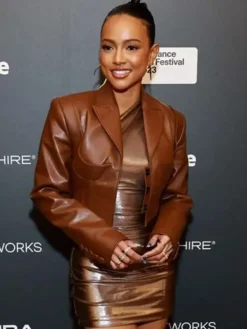 Asal Vision Brown Jackets | Leather Jackets | Divinity 2023 Karrueche Tran Leather Jacket Brown