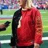 Asal Vision Cotton Jackets | Donna Kelce Super Bowl Jacket Red And Black