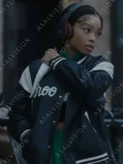 Asal Vision Leather Jackets | East New York 2023 Lola Brooke Varsity Leather Jacket Black And White