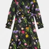 Asal Vision Women Coats | Elsbeth 2024 Carrie Preston Black Floral Coat Black With Floral Design