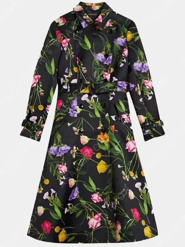 Asal Vision Women Coats | Elsbeth 2024 Carrie Preston Black Floral Coat Black With Floral Design