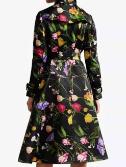 Asal Vision Women Coats | Elsbeth 2024 Carrie Preston Black Floral Coat Black With Floral Design