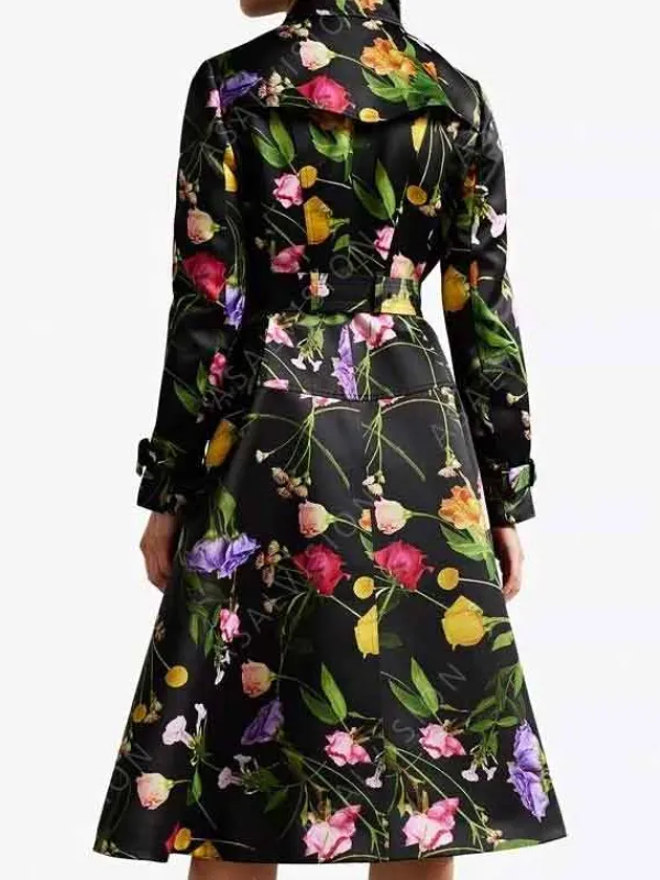 Asal Vision Women Coats | Elsbeth 2024 Carrie Preston Black Floral Coat Black With Floral Design