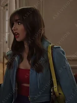 Asal Vision Leather Jackets | Emily Cooper Emily In Paris Season 3 Leather Jacket Blue