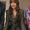 Asal Vision Blazers | Emily Cooper Emily in Paris Season 3 Block Printed Blazer Black And Grey Printed
