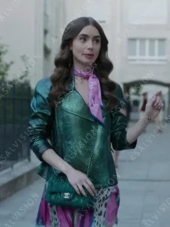 Asal Vision Leather Jackets | Emily Cooper Emily In Paris Leather Jacket Green