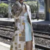 Asal Vision Women Coats | Emily Cooper Emily In Paris Fleece Printed Coat White With Printed Design