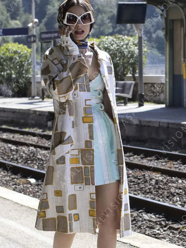 Asal Vision Women Coats | Emily Cooper Emily In Paris Fleece Printed Coat White With Printed Design