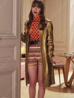 Asal Vision Women Coats | Emily Cooper Emily in Paris Season 3 Coat Golden