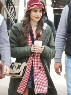 Asal Vision Women Coats | Emily Cooper Emily In Paris Lily Collins Coat Olive Green
