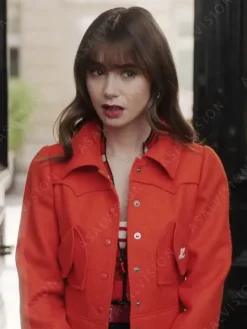 Asal Vision Cotton Jackets | Emily Cooper Emily In Paris Season 3 Jacket Orange