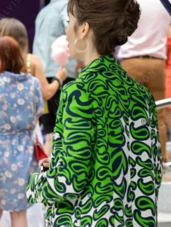 Asal Vision Women Coats | Emily Cooper Emily in Paris Season 3 Coat Green Printed