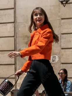 Asal Vision Cotton Jackets | Emily Cooper Emily In Paris Season 3 Jacket Orange