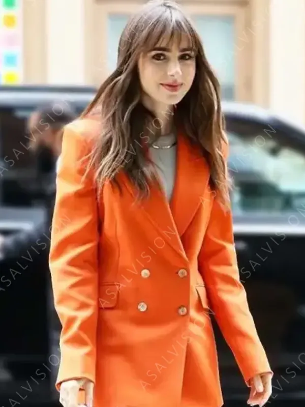 Asal Vision Blazers | Emily Cooper Emily In Paris Season 3 Suit Orange