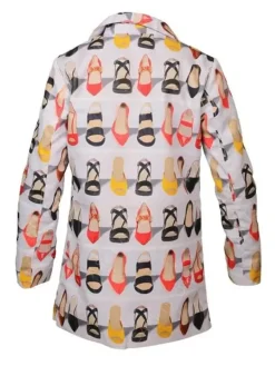 Asal Vision Women Coats | Emily Cooper Emily In Paris Shoe Print Trench Coat White With Shoe Print