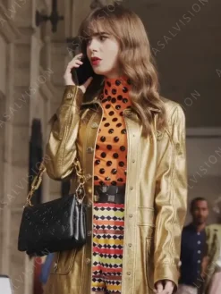 Asal Vision Women Coats | Emily Cooper Emily in Paris Season 3 Coat Golden