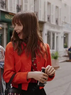 Asal Vision Cotton Jackets | Emily Cooper Emily In Paris Season 3 Jacket Orange