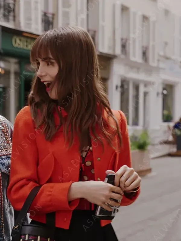 Asal Vision Cotton Jackets | Emily Cooper Emily In Paris Season 3 Jacket Orange