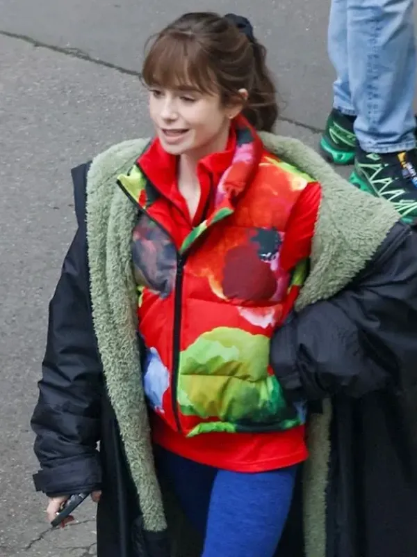 Asal Vision Vests | Emily Cooper Emily In Paris Season 4 Red Vest Red With Printed Design