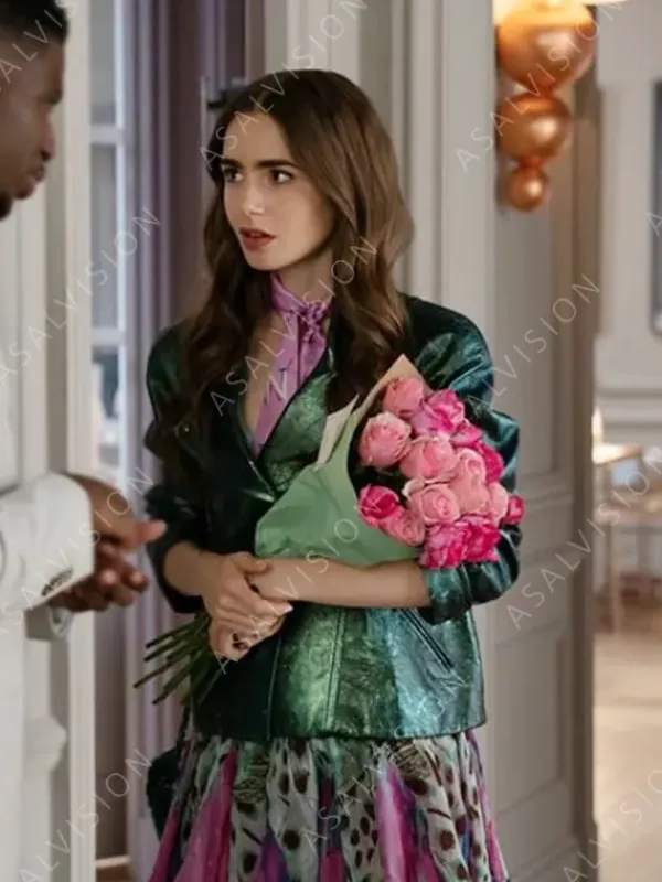 Asal Vision Leather Jackets | Emily Cooper Emily In Paris Leather Jacket Green