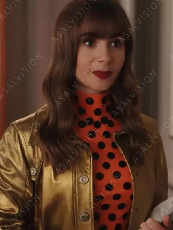 Asal Vision Women Coats | Emily Cooper Emily in Paris Season 3 Coat Golden