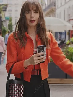 Asal Vision Cotton Jackets | Emily Cooper Emily In Paris Season 3 Jacket Orange