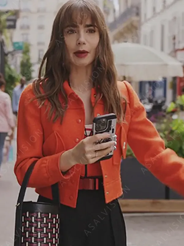Asal Vision Cotton Jackets | Emily Cooper Emily In Paris Season 3 Jacket Orange