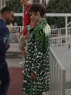 Asal Vision Women Coats | Emily Cooper Emily in Paris Season 3 Coat Green Printed
